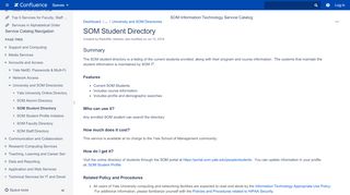 
                            8. SOM Student Directory - SOM IT Service Catalog - Confluence - Yale ...