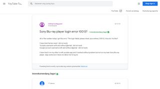 
                            2. Sony Blu-ray player login error 10013? - YouTube Tulong - Google ...