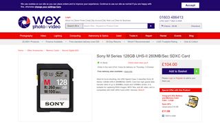 
                            8. Sony M Series 128GB UHS-II 260MB/Sec SDXC Card