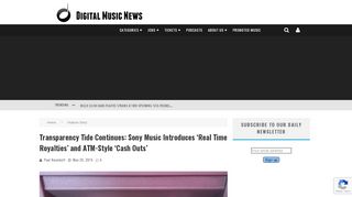 
                            3. Sony Music Introduces 'Real Time Royalties' and ATM-Style 'Cash Outs'