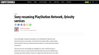 
                            3. Sony resuming PlayStation Network, Qriocity services ...