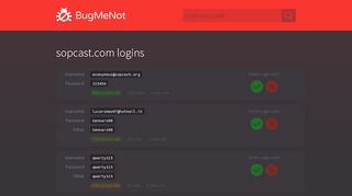 
                            5. sopcast.com passwords - BugMeNot