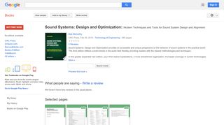 
                            9. Sound Systems: Design and Optimization: Modern Techniques and Tools ...