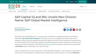 
                            3. S&P Capital IQ and SNL Unveils New Division Name: S&P Global ...