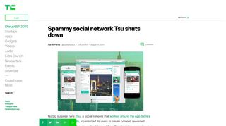 
                            7. Spammy social network Tsu shuts down – TechCrunch