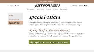 
                            2. Special Offers, Coupons & Promotions - Just For Men