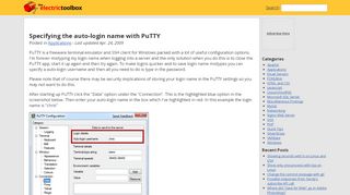 
                            5. Specifying the auto-login name with PuTTY - Electric Toolbox