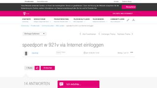 
                            2. speedport w 921v via Internet einloggen | Telekom hilft ...