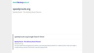 
                            7. speedyroute.org - Speedy Route - The Delivery Route Planner