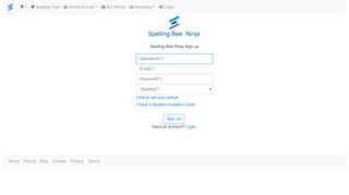 
                            3. Spelling Bee Ninja :: Sign Up