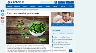 
                            5. Spinat – nicht nur gesunde Inhaltsstoffe | gesundheit.de