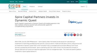 
                            5. Spire Capital Partners invests in Dynamic Quest - PR Newswire