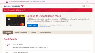 
                            5. Spirit Airlines World Mastercard® - bankofamerica.com