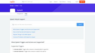 
                            8. Splash - Integration Help & Support | Zapier