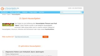 
                            2. Sport-Hausaufgaben | e-Hausaufgaben.de