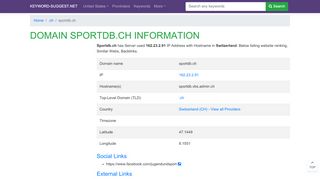 
                            6. sportdb.ch | Domain infomation, DNS analytics | keyword ...