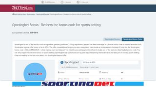 
                            3. SportingBet Bonus Code 2019 | Get Your Sign Up Offer Now!