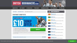 
                            6. SportingBet Signup Offer: £10 - britishbookmakers.co.uk