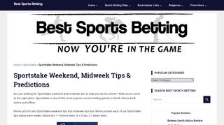 
                            7. Sportstake Weekend, Midweek Tips & Predictions - Best ...