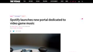 
                            6. Spotify launches new portal dedicated to video game music - The Verge