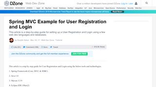 
                            2. Spring MVC Example for User Registration and Login - DZone