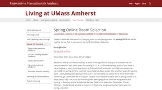 
                            9. Spring Online Room Selection | Living at UMass Amherst