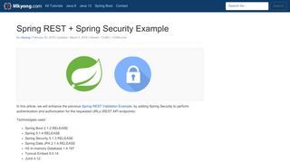 
                            2. Spring REST + Spring Security Example – Mkyong.com