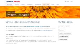 
                            4. Springer Nature Librarian Portal is live! | For Librarians | Springer Nature