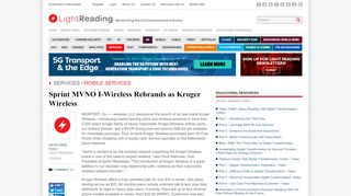 
                            9. Sprint MVNO I-Wireless Rebrands as Kroger Wireless | Light Reading