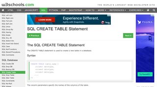 
                            9. SQL CREATE TABLE Statement - W3Schools