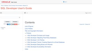 
                            9. SQL Developer User's Guide - Contents - Oracle
