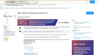 
                            2. SQL Injection Exploiting Login form - Stack Overflow