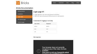 
                            1. SQL injection | OWASP Bricks Login page #1