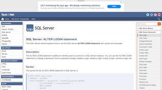 
                            1. SQL Server: ALTER LOGIN statement - techonthenet.com