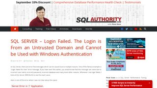 
                            3. SQL SERVER - Login Failed. The Login is From an Untrusted ...