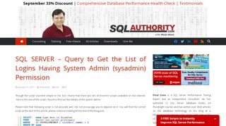 
                            1. SQL SERVER - Query to Get the List of Logins Having System ...