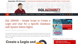 
                            11. SQL SERVER - Simple Script to Create a Login and User for a Specific ...