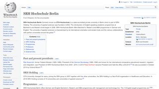 
                            11. SRH Hochschule Berlin - Wikipedia