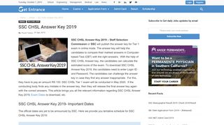 
                            3. SSC CHSL Answer Key 2019 - getentrance.com