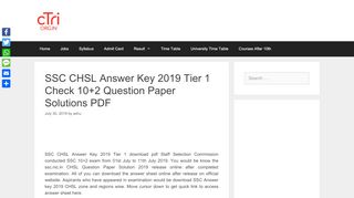 
                            9. SSC CHSL Answer Key 2019 Tier 1 Check 10+2 Question Paper ...