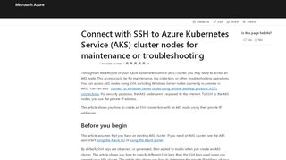 
                            3. SSH into Azure Kubernetes Service (AKS) cluster nodes | Microsoft Docs