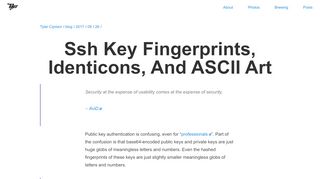 
                            5. Ssh Key Fingerprints, Identicons, and ASCII art - Tyler Cipriani