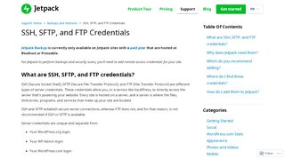 
                            8. SSH, SFTP, and FTP Credentials - jetpack.com