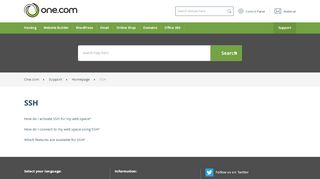 
                            4. SSH – Support | One.com