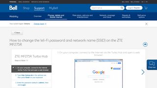 
                            2. (SSID) on the ZTE MF275R - Bell Support