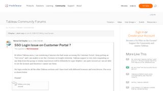 
                            8. SSO Login Issue on Customer Portal ? |Tableau Community Forums