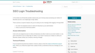 
                            3. SSO Login Troubleshooting – Udemy for Business