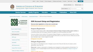 
                            2. SSR Account Setup and Registration - American College of Surgeons