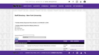 
                            8. Staff Directory - New York University - NYU Athletics Official Site