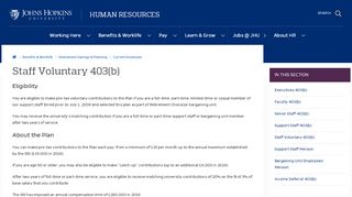 
                            5. Staff Voluntary 403(b) - JHU Human Resources